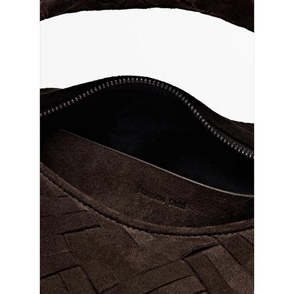 NWT Massimo Dutti Zara Bottega  Brown Woven Suede Bag - Picture 3 of 3